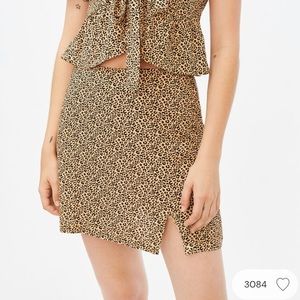 LA Hearts Leopard Print Slit Miniskirt
